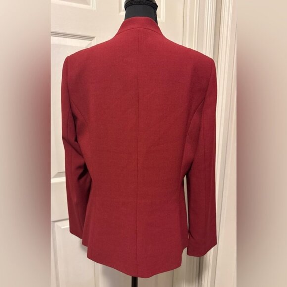 Tahari Red Blazer Structured Notched Lapel - Picture 5 of 9
